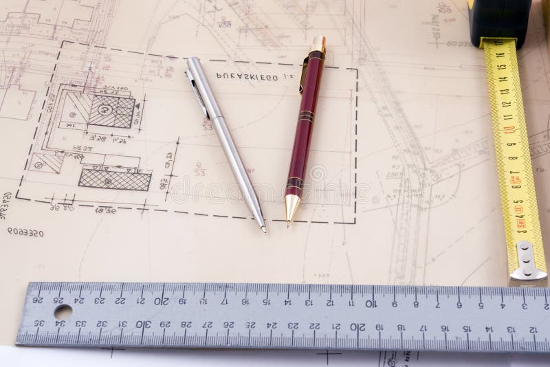 Herramientas de diseño arquitectónico imágenes de archivo libres de regalías