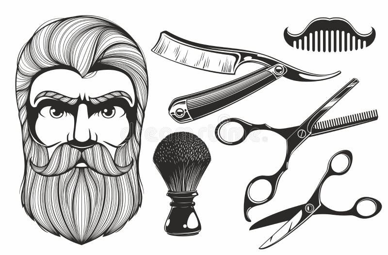 Herramientas de la peluquería de caballeros libre illustration Herramientas de la peluquería de caballeros libre illustration