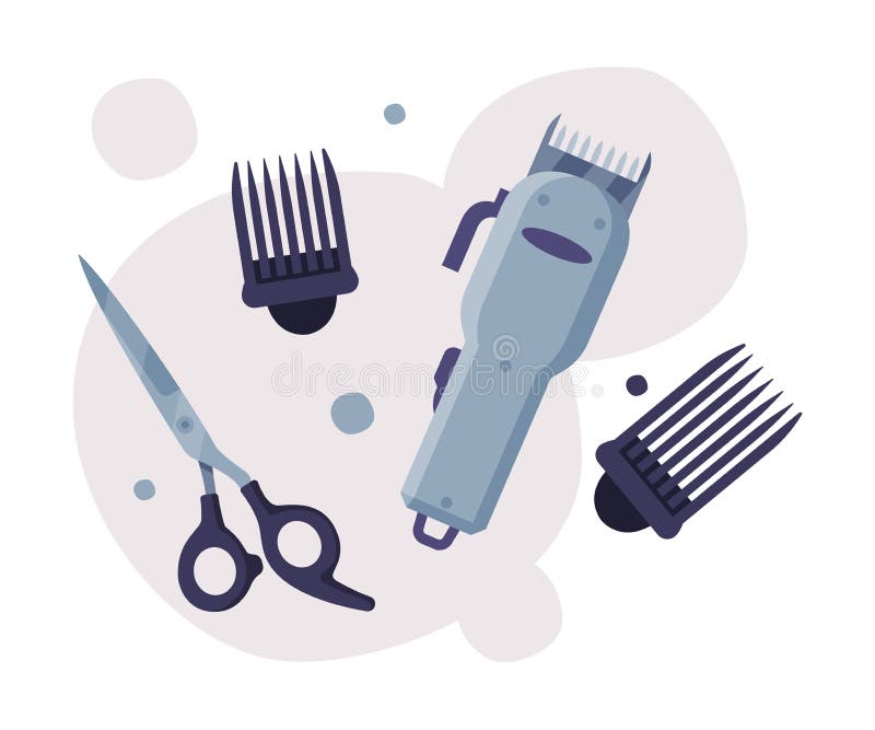 Herramientas De Peluquería Set Barber Suministros Para El Estilismo  Profesional De Corte De Pelo Clipper Tijeras De Dibujos Animad Ilustración  del Vector - Ilustración de estilizador, tijera: 203547681