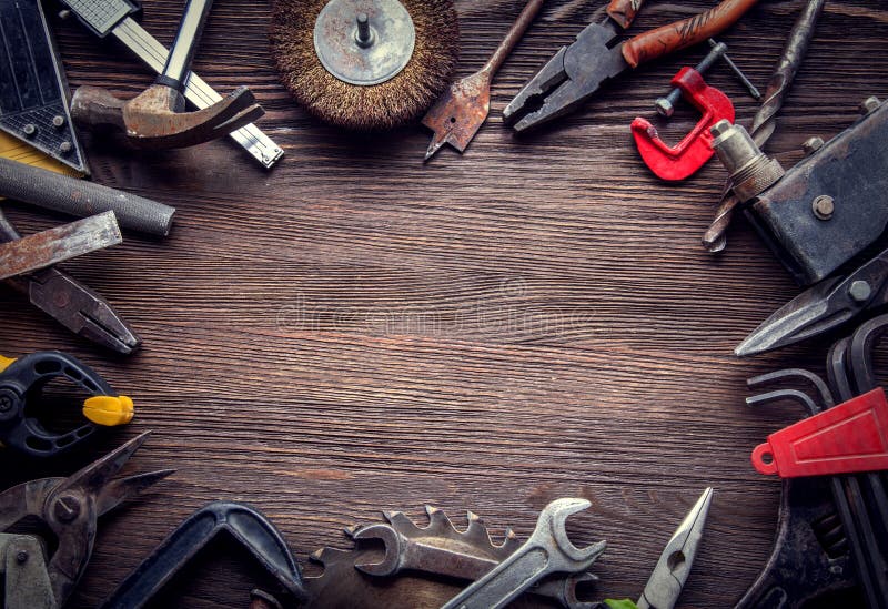 Herramientas viejas sucias imagenes de archivo
