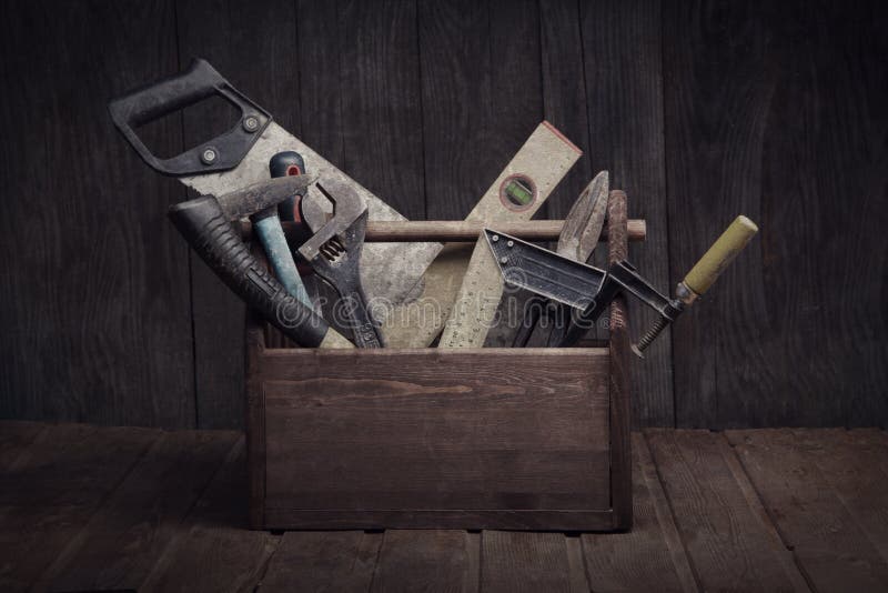 Herramientas viejas sucias imagen de archivo