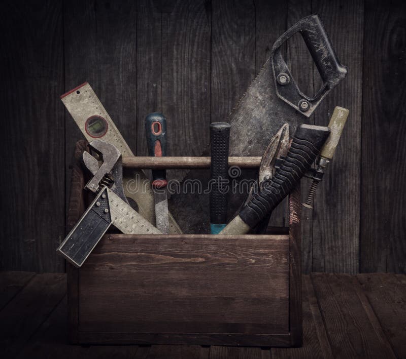 Herramientas viejas sucias imagenes de archivo