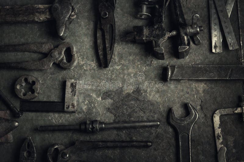 Herramientas viejas sucias fotografía de archivo