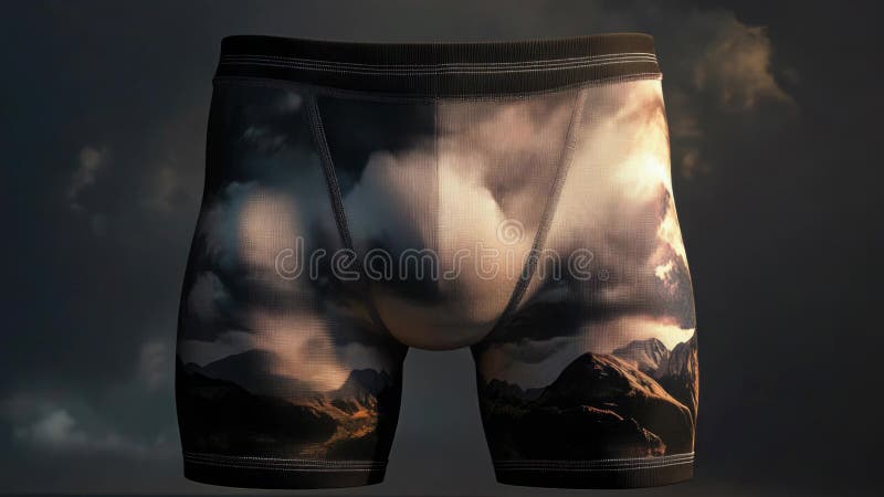 Herren Unterwäsche mit malerischer Bergsicht im Hintergrund geeignet für Outdoor oder Abenteuer vektor abbildung