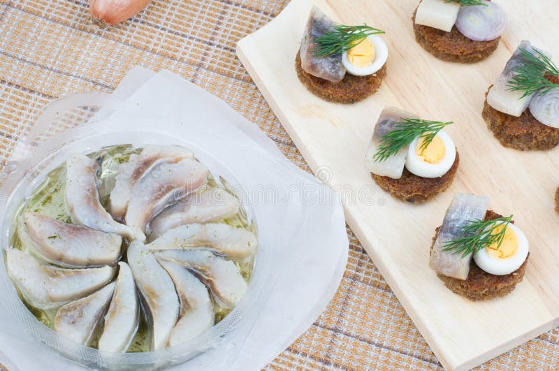 Herring and Canapes with it Stock Image Image of alternatives, salt