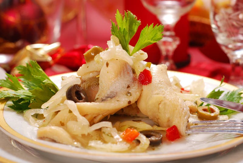 Herring fillets for christmas royalty free stock photos