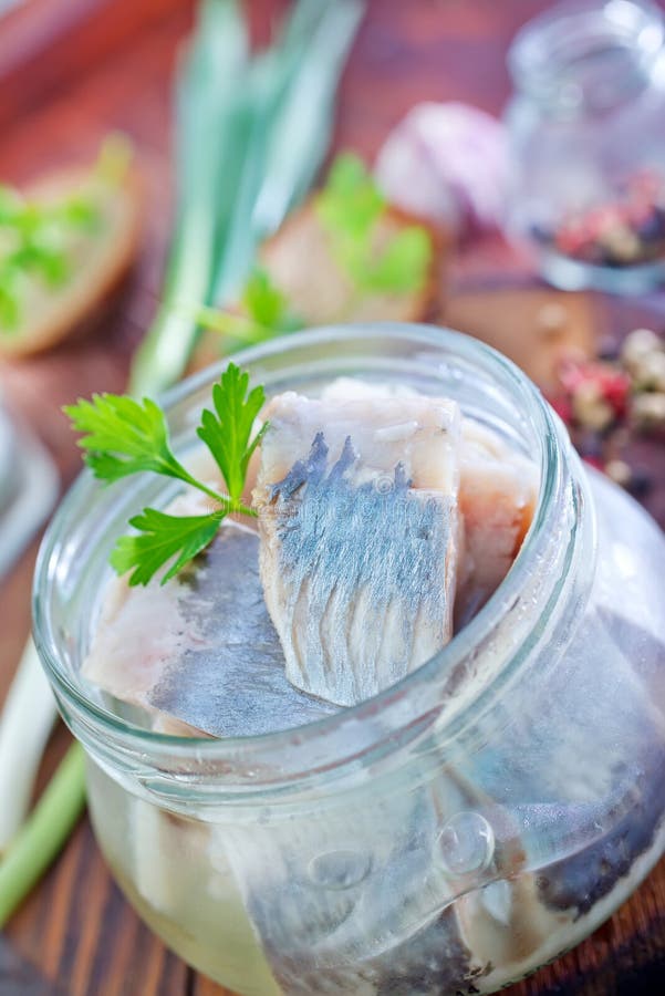 Herring in glass bank stock image. Image of bank, cooking 45781709