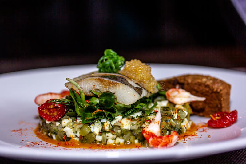 Herring or Mackerel with Cucumbers, Eggs and Shrimp Stock Image Image