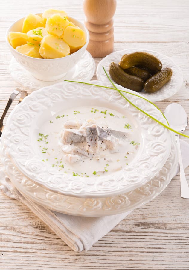Herring with Potato and Cream Stock Image Image of pickled, diet