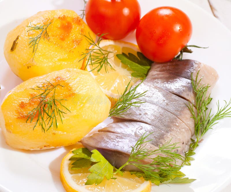 Herring with potatoes stock photo. Image of norwegian 29681348