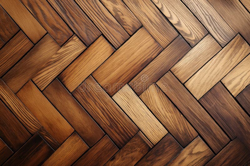 Polished Hardwood Floor Natural Wood Grain Warm Brown Tones Stock