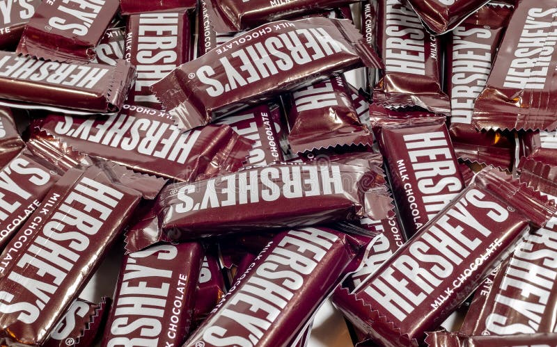 Hershey`s Brand Milk Chocolate Candy Bars on a White Background ...