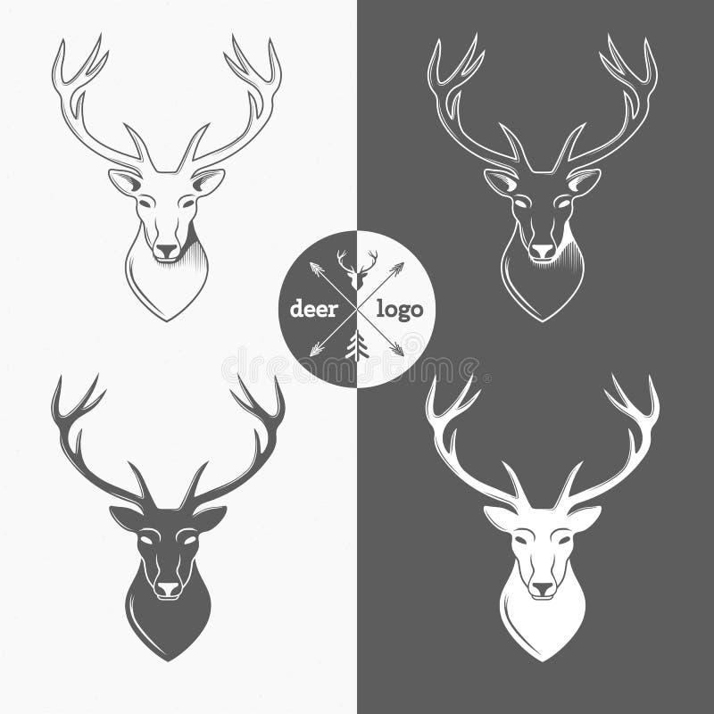 Herten hoofddieembleem op witte achtergrond voor jagersclub wordt geïsoleerd, hun vector illustratie Herten hoofddieembleem op witte achtergrond voor jagersclub wordt geïsoleerd, hun vector illustratie
