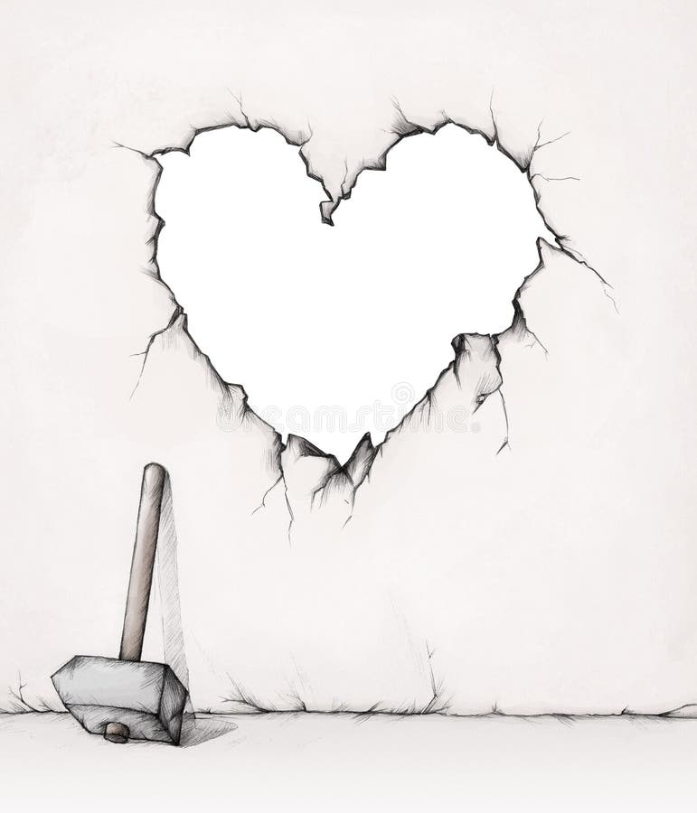 Herz In Der Wand Stock Abbildung Illustration Von Wand