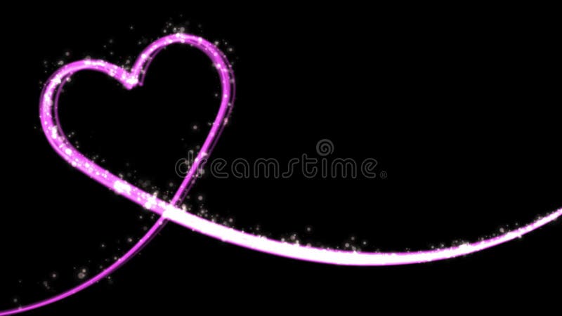 Herz formte wachsenden glänzenden Partikel und Linie - rosa Farbe