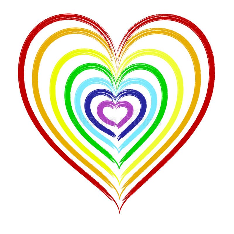 Herz gemalt in den sieben Regenbogenfarben lizenzfreie abbildung Herz gemalt in den sieben Regenbogenfarben lizenzfreie abbildung
