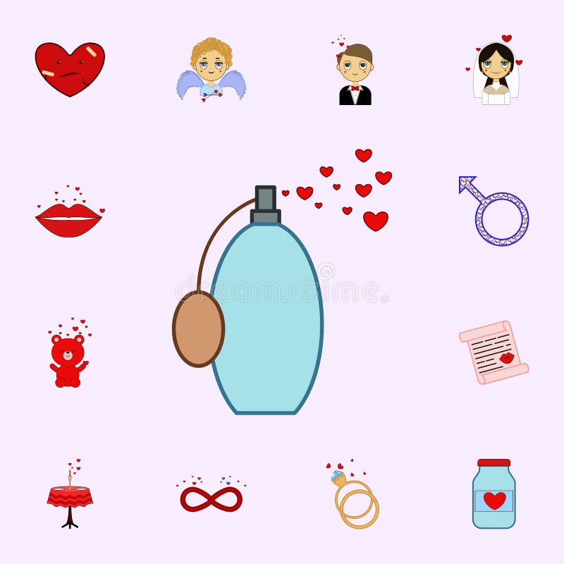 Herz, Parfüm, Ikone des Valentinsgrußes s Tages Lieben Sie Ikonenuniversalsatz für Netz und Mobile lizenzfreie abbildung Herz, Parfüm, Ikone des Valentinsgrußes s Tages Lieben Sie Ikonenuniversalsatz für Netz und Mobile lizenzfreie abbildung