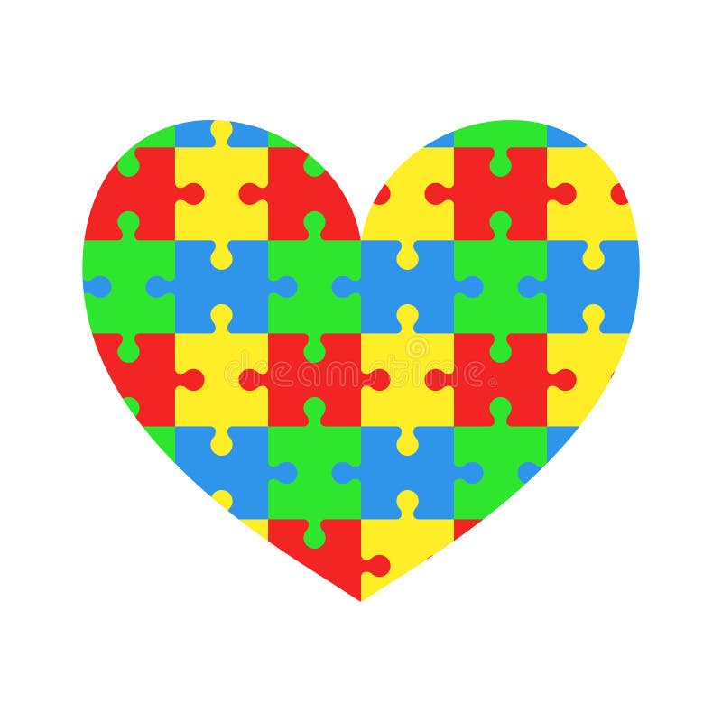 Heart of puzzles. Jigsaw. World autism awareness day. Vector illustration. Heart of puzzles. Jigsaw. World autism awareness day. Vector illustration