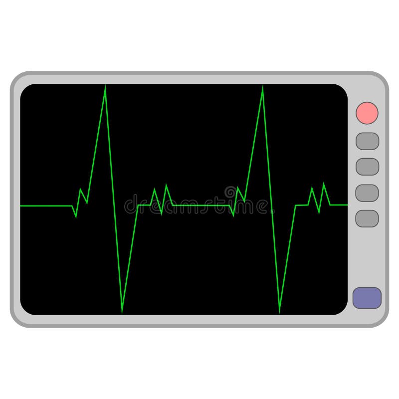 Herz Überwachungsanlage lokalisiert auf schwarzem Hintergrund Herzimpuls, Signal Herzschlag, Elektrokardiogrammlinie Kardiologie lizenzfreie abbildung