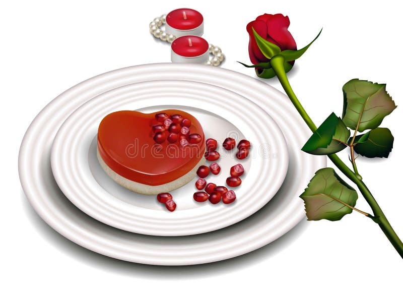 Herzform-Nachtisch Vektor realistisch Rote und weiße weiche Farben der süßen romantischen Valentinstagkarte Rot rosafarben und Ke lizenzfreie abbildung Herzform-Nachtisch Vektor realistisch Rote und weiße weiche Farben der süßen romantischen Valentinstagkarte Rot rosafarben und Ke lizenzfreie abbildung