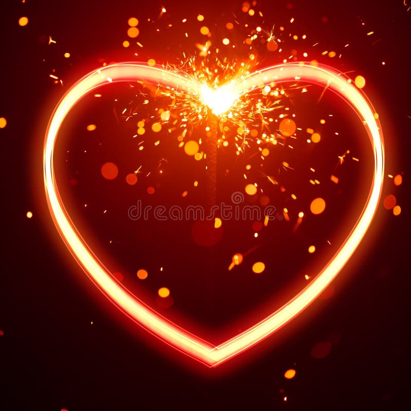 Herzlicht mit Funkenhintergrund stockbilder