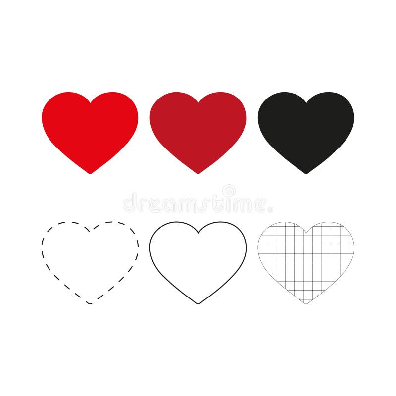 Herzsymbole, Konzept der Liebe, lineare Icons dünne graue Linie vektor abbildung