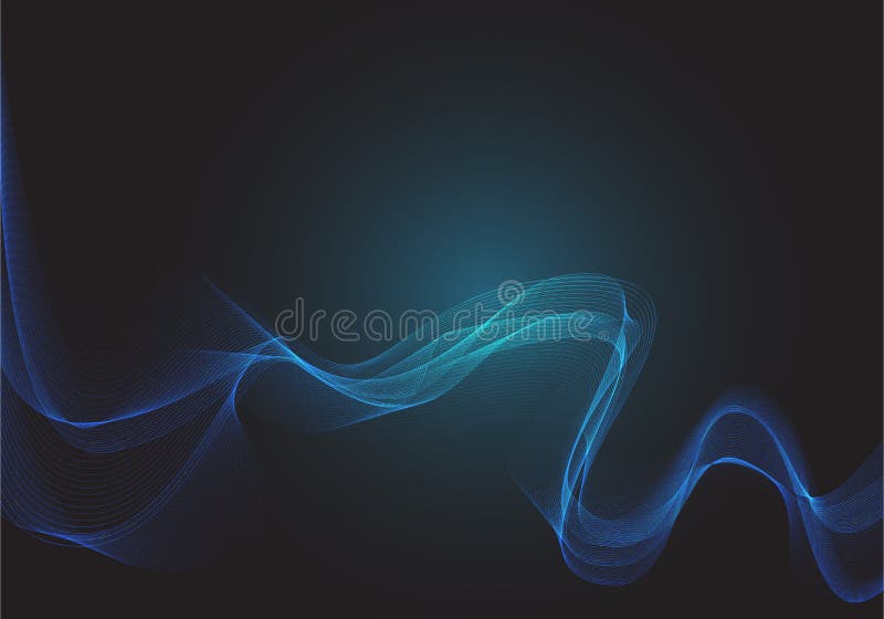 Abstract blue circle dot line mesh wave smoke light on black design modern futuristic technology background vector illustration. Abstract blue circle dot line mesh wave smoke light on black design modern futuristic technology background vector illustration.