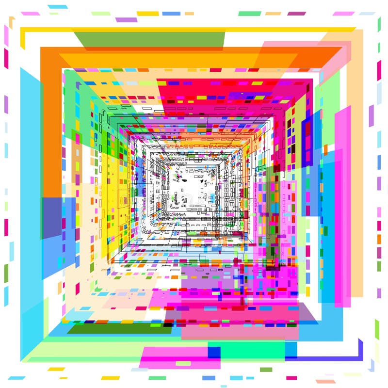 Het abstracte 3D beeld van gekleurde vierkanten op een witte achtergrond stock illustratie Het abstracte 3D beeld van gekleurde vierkanten op een witte achtergrond stock illustratie
