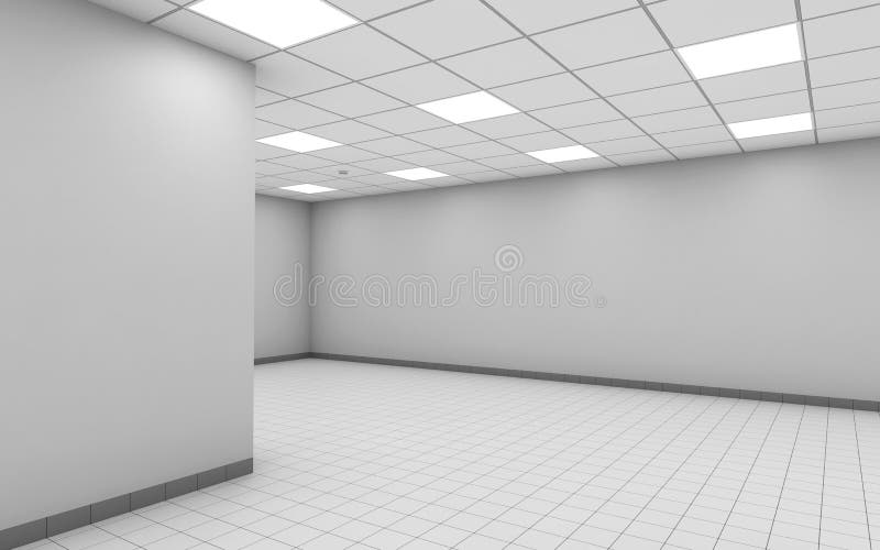 Het abstracte lege binnenland van de bureauruimte met witte 3d muur