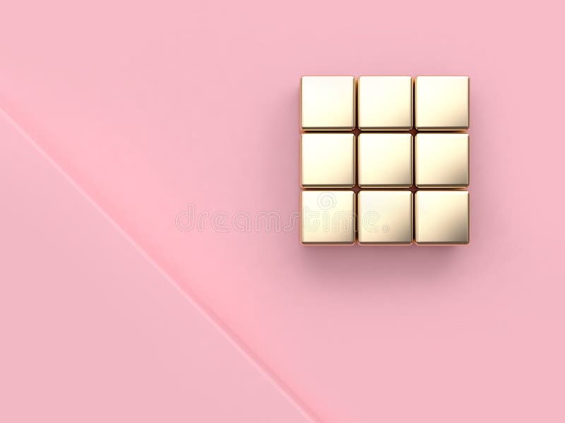Het abstracte minimale roze van de de hoek metaal gouden bezinning van de achtergrond roze scènehoek 3d de kubusvierkant geeft te royalty-vrije illustratie Het abstracte minimale roze van de de hoek metaal gouden bezinning van de achtergrond roze scènehoek 3d de kubusvierkant geeft te royalty-vrije illustratie