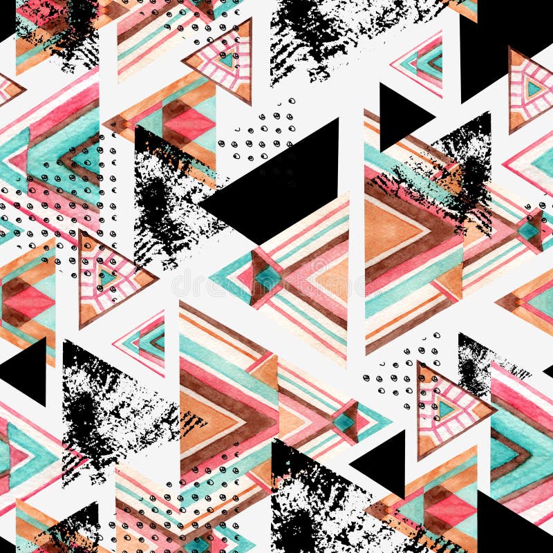 Het abstracte naadloze patroon van de waterverfdriehoek royalty-vrije illustratie Het abstracte naadloze patroon van de waterverfdriehoek royalty-vrije illustratie
