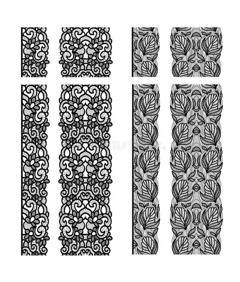 Het abstracte naadloze patroon van het kantlint Het ontwerp van de malplaatjelijn Doily van het kant vector illustratie Het abstracte naadloze patroon van het kantlint Het ontwerp van de malplaatjelijn Doily van het kant vector illustratie