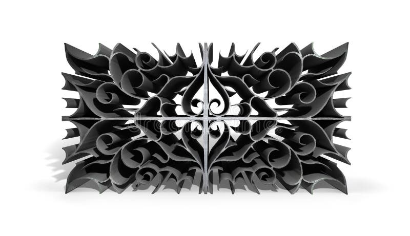 Het abstracte ontwerp van metaalpatronen op witte achtergrond 3D Illustratie stock illustratie Het abstracte ontwerp van metaalpatronen op witte achtergrond 3D Illustratie stock illustratie