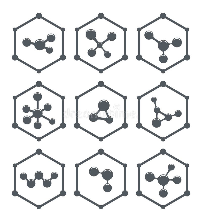 Het abstracte ontwerp van moleculepictogrammen royalty-vrije illustratie Het abstracte ontwerp van moleculepictogrammen royalty-vrije illustratie