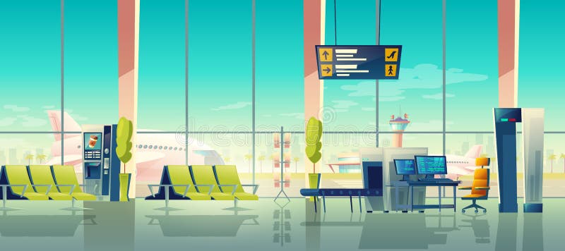 Het aftasten vector eindcontrolepost van de luchthavenveiligheid vector illustratie Het aftasten vector eindcontrolepost van de luchthavenveiligheid vector illustratie