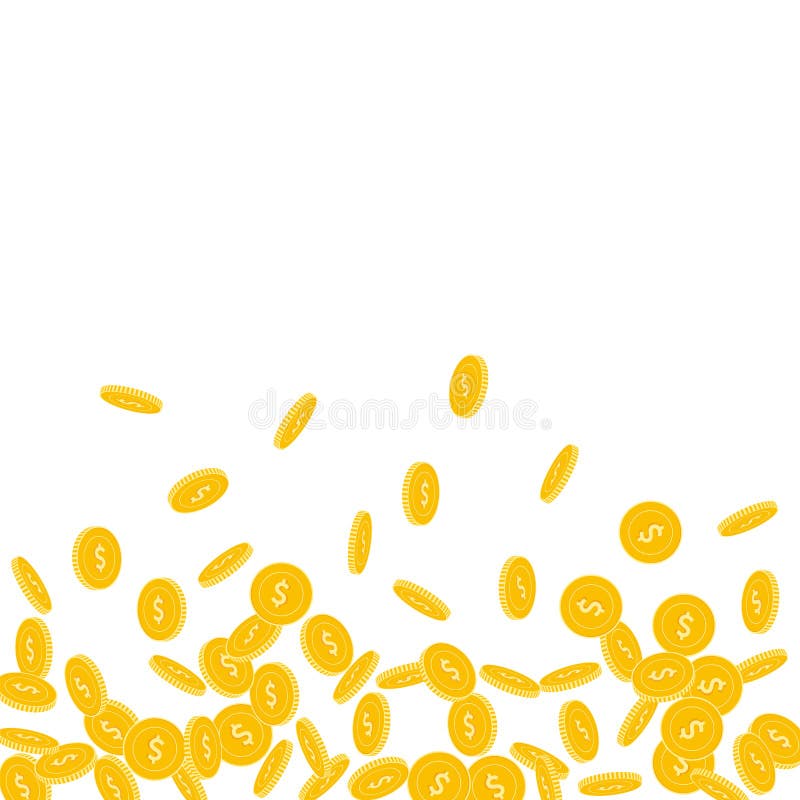 Het Amerikaanse dollarmuntstukken vallen Verspreid klein USD stock illustratie Het Amerikaanse dollarmuntstukken vallen Verspreid klein USD stock illustratie
