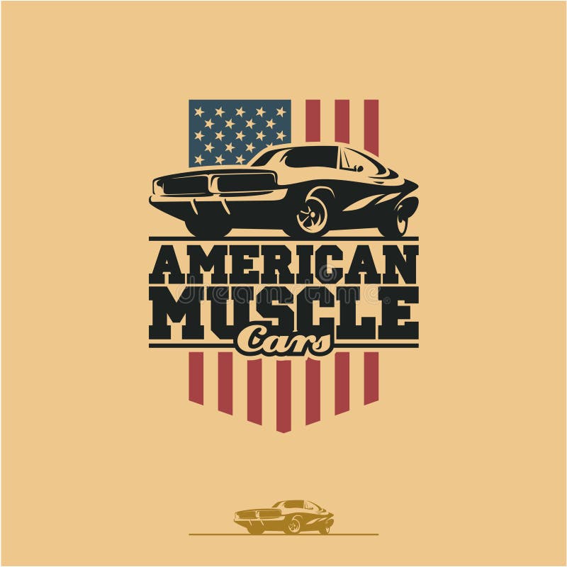 Het Amerikaanse etiket van spierauto's vector illustratie Het Amerikaanse etiket van spierauto's vector illustratie