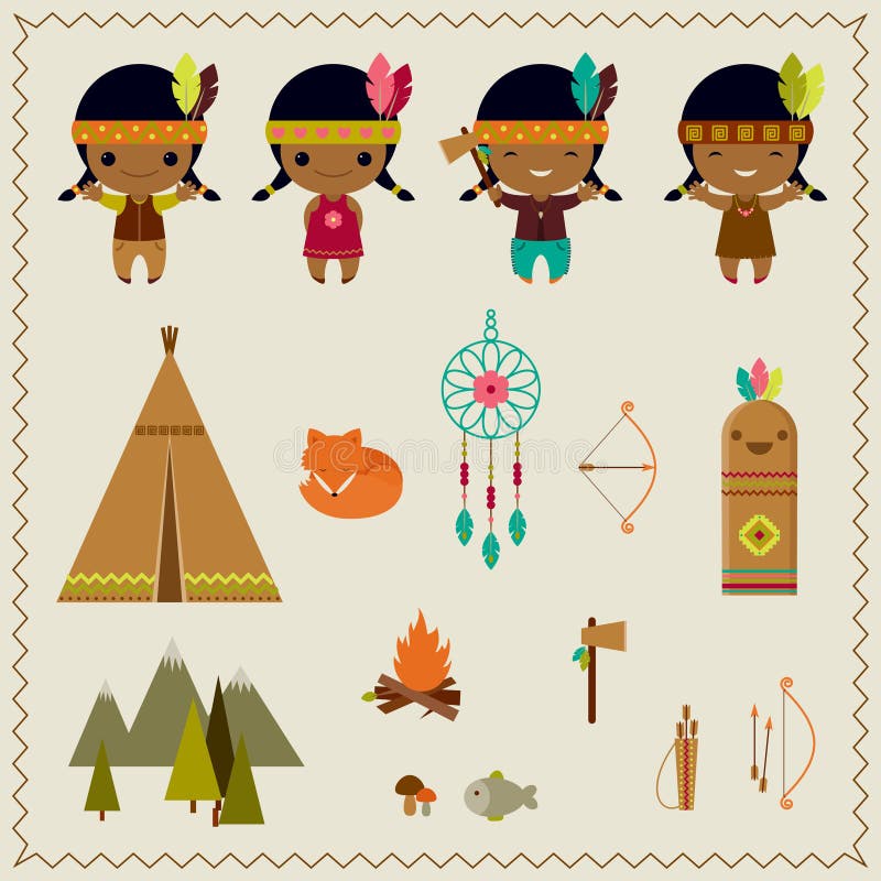 Het Amerikaanse Indische ontwerp van clipartpictogrammen stock illustratie Het Amerikaanse Indische ontwerp van clipartpictogrammen stock illustratie