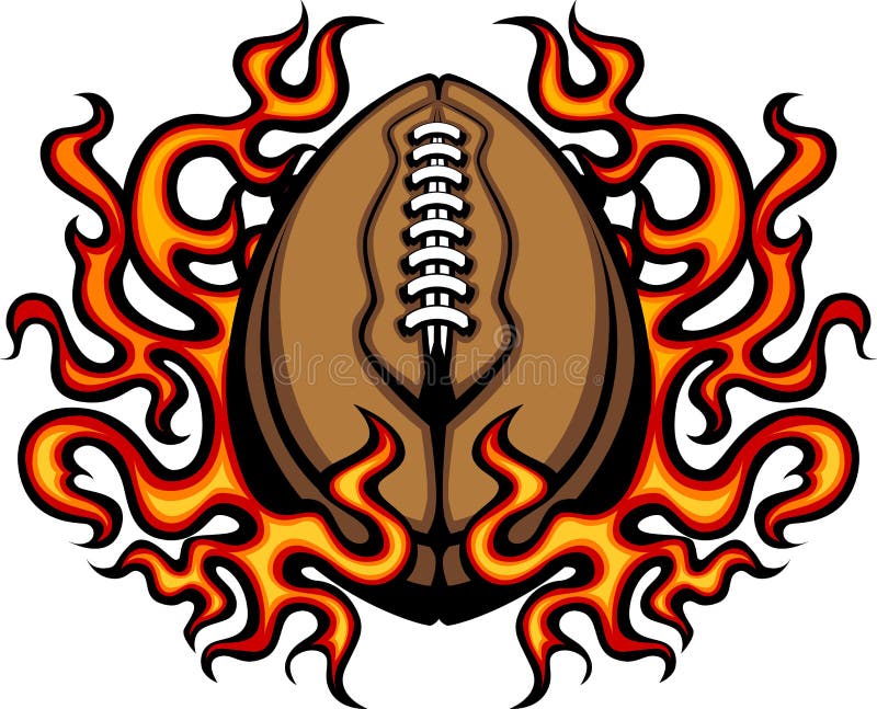 Het Amerikaanse Malplaatje van de Voetbal met het Beeld van Vlammen stock illustratie Het Amerikaanse Malplaatje van de Voetbal met het Beeld van Vlammen stock illustratie