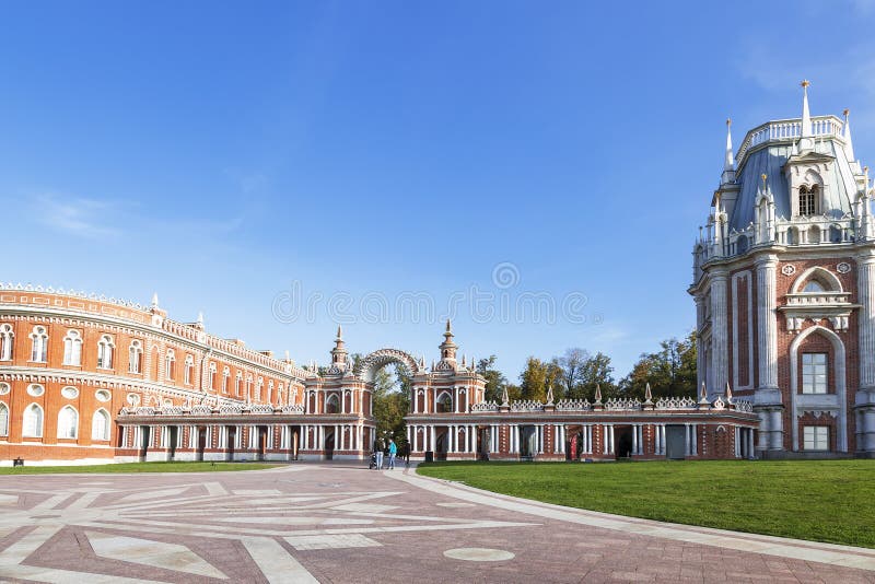 Het architecturale ensemble van de museum-Reserve Tsaritsyno, Moskou, royalty-vrije stock afbeelding Het architecturale ensemble van de museum-Reserve Tsaritsyno, Moskou, royalty-vrije stock afbeelding