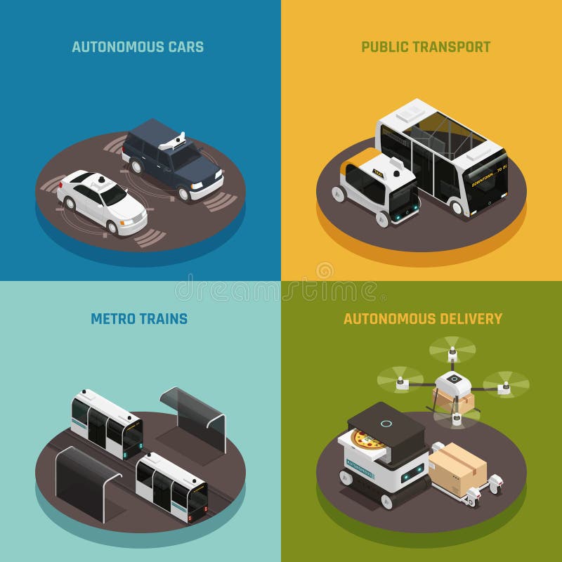 Het autonome Concept van het Voertuigen Isometrische Ontwerp vector illustratie Het autonome Concept van het Voertuigen Isometrische Ontwerp vector illustratie
