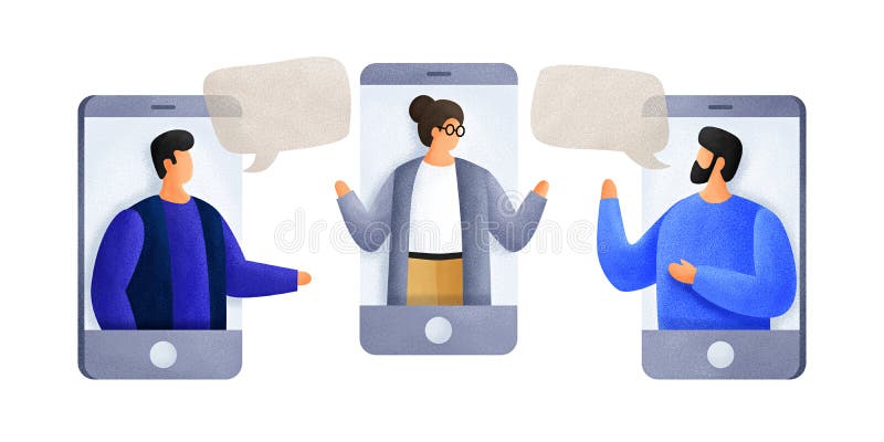Het babbelen met collega's die mobiele telefoons met behulp van De jonge mensen van bespreking aan elkaar, bespreken nieuws, soci royalty-vrije stock foto Het babbelen met collega's die mobiele telefoons met behulp van De jonge mensen van bespreking aan elkaar, bespreken nieuws, soci royalty-vrije stock foto