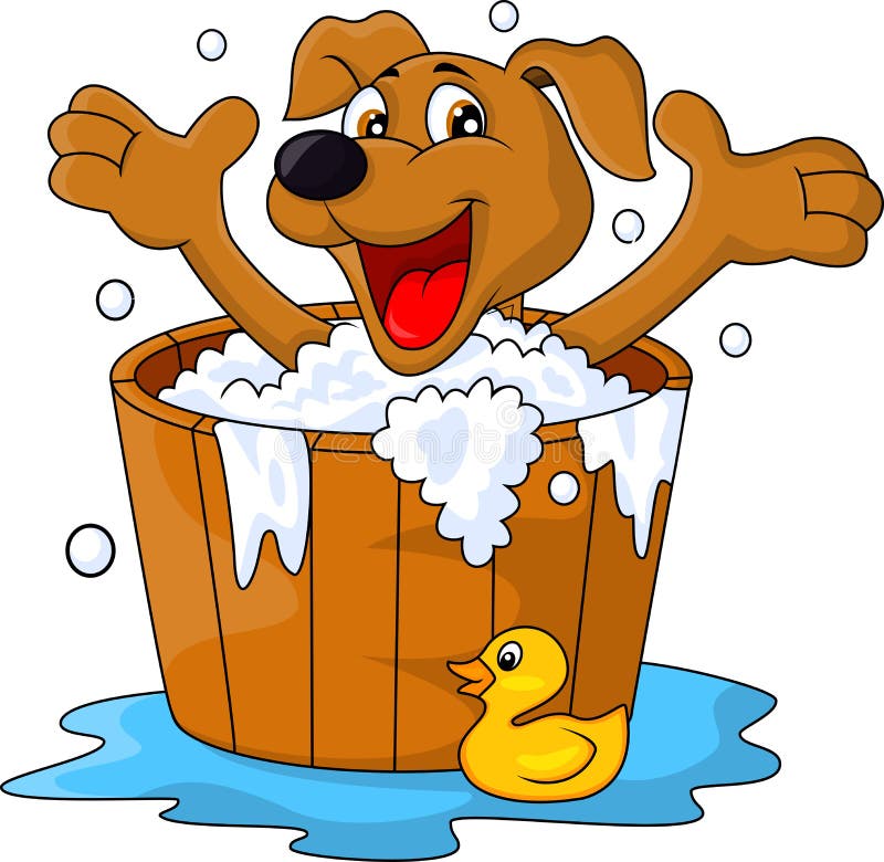 Het baden van de hond tijd vector illustratie Het baden van de hond tijd vector illustratie