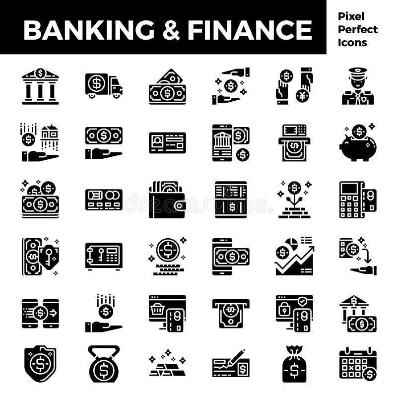 Het bank en financiën stevige pictogrambasis op pixel perfecte 64px