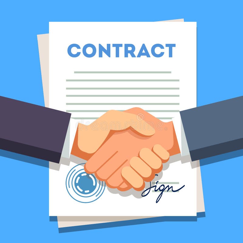 Het bedrijfsmens schudden overhandigt een ondertekend contract