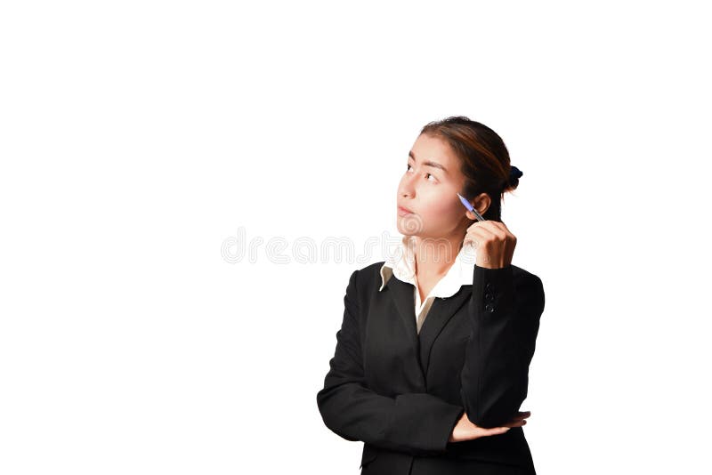 Het bedrijfsvrouw thining stock foto's Het bedrijfsvrouw thining stock foto's