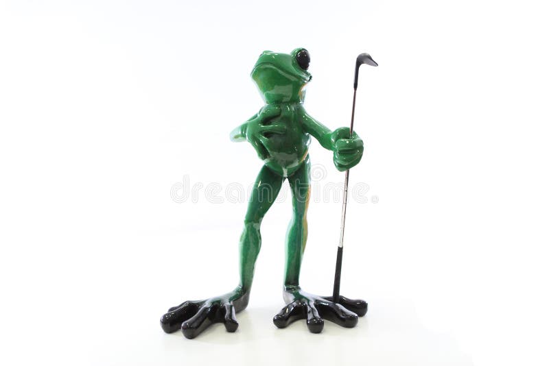 Het beeldje van de kikkergolfspeler stock afbeelding Het beeldje van de kikkergolfspeler stock afbeelding