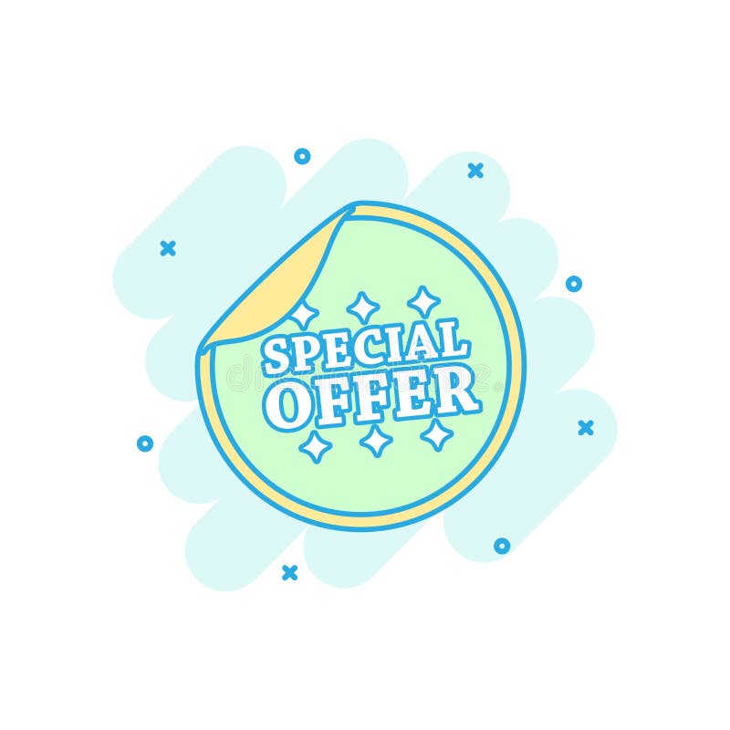 Het beeldverhaal gekleurde pictogram van de speciale aanbiedingsticker in grappige stijl Shopp royalty-vrije illustratie Het beeldverhaal gekleurde pictogram van de speciale aanbiedingsticker in grappige stijl Shopp royalty-vrije illustratie