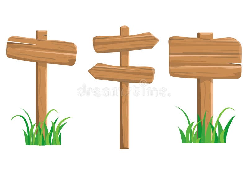 Het beeldverhaal kleurde houten van wegwijzers voorziet Vector stock illustratie Het beeldverhaal kleurde houten van wegwijzers voorziet Vector stock illustratie