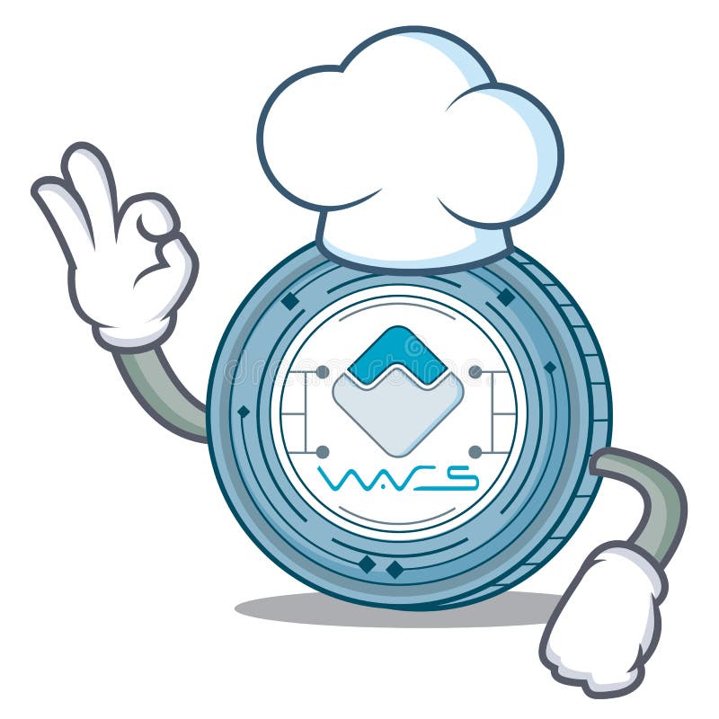 Het beeldverhaal van het het muntstukkarakter van chef-kokWaves royalty-vrije illustratie Het beeldverhaal van het het muntstukkarakter van chef-kokWaves royalty-vrije illustratie